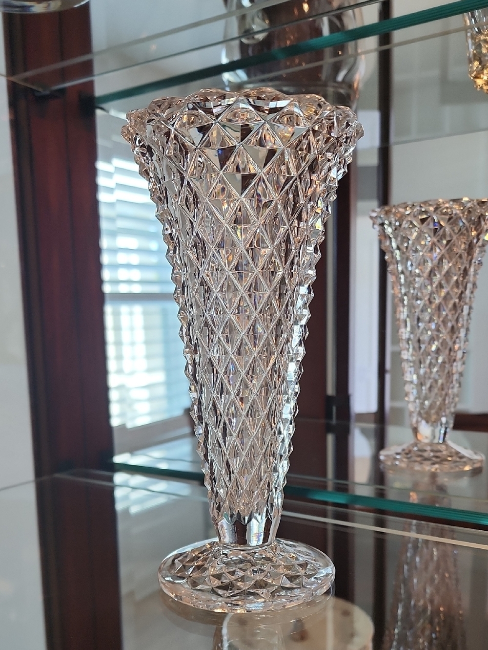 VTG Diamond-Cut Glass Vase